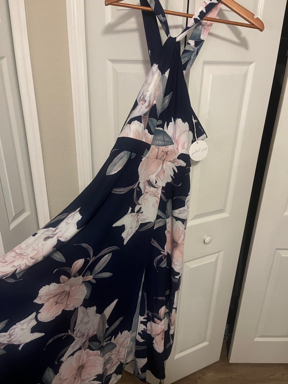 Petal & Pup Navy Floral Halter Midi Dress with Pink Bloom - Picture 7 of 7